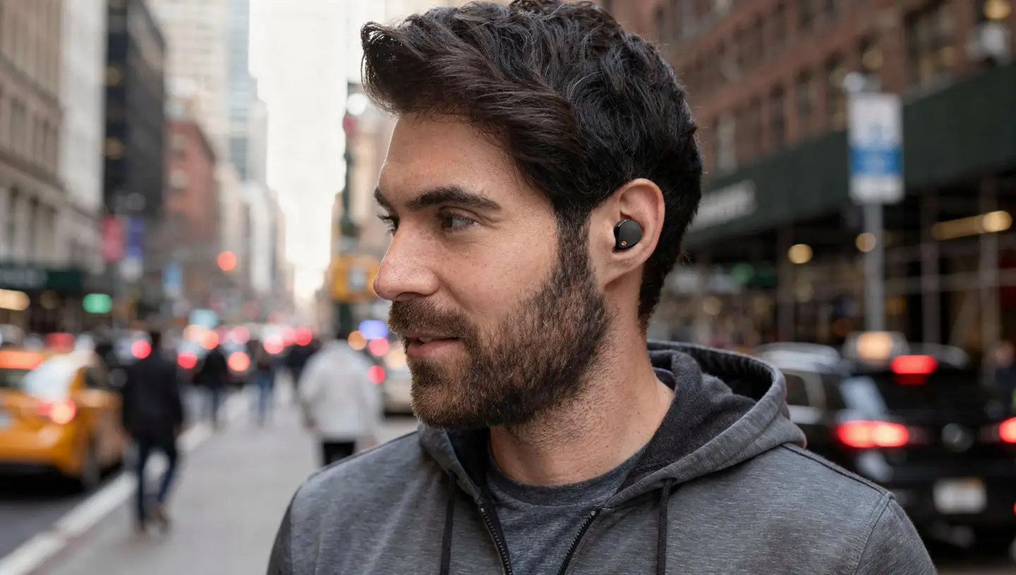 noise-canceling earbuds at the gym